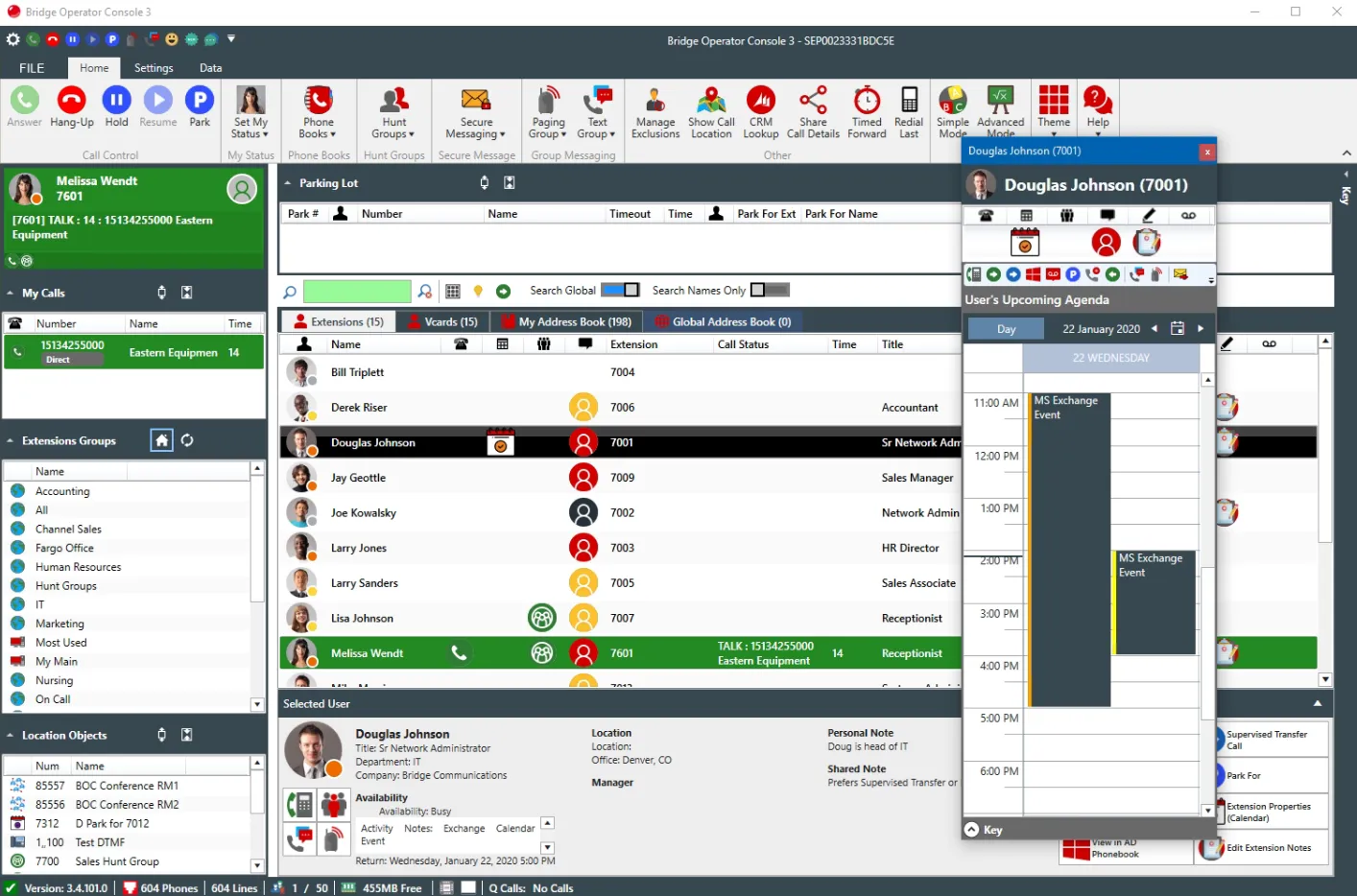 Bridge Operator Console Exchange Connector Flyouts