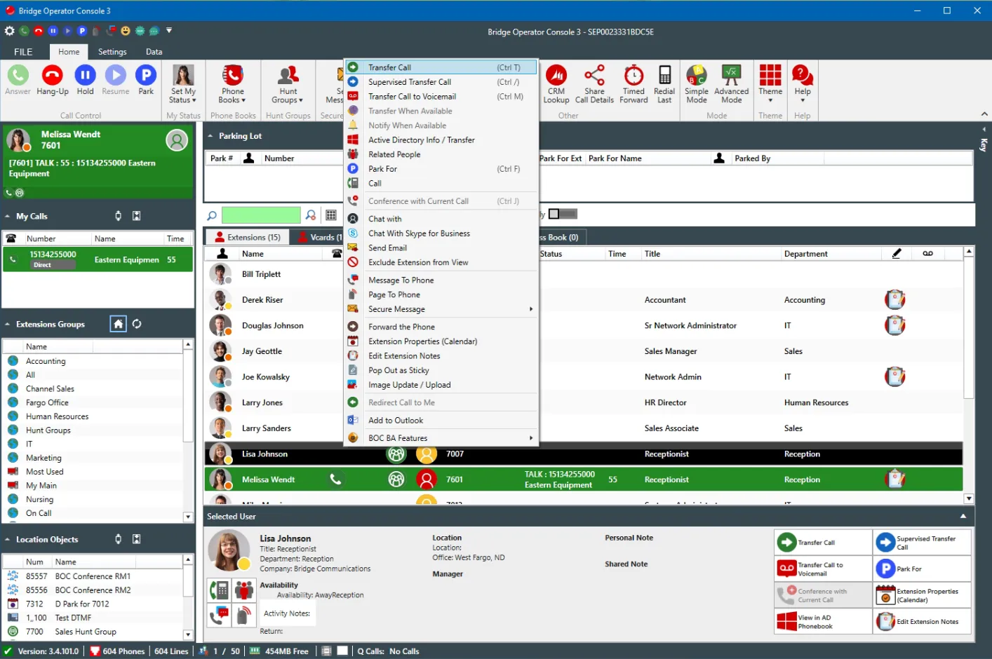 Bridge Operator Console Exchange Connector